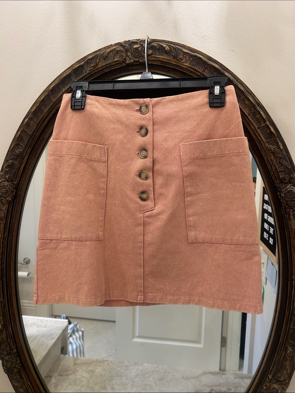 Soft pink corduroy mini skirt